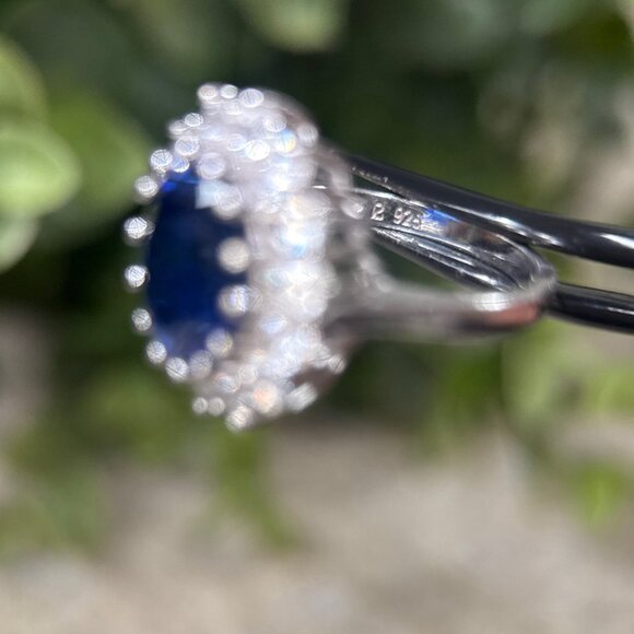 Stunning 925 Silver Sapphire/Cz Ring - Picture 8 of 9